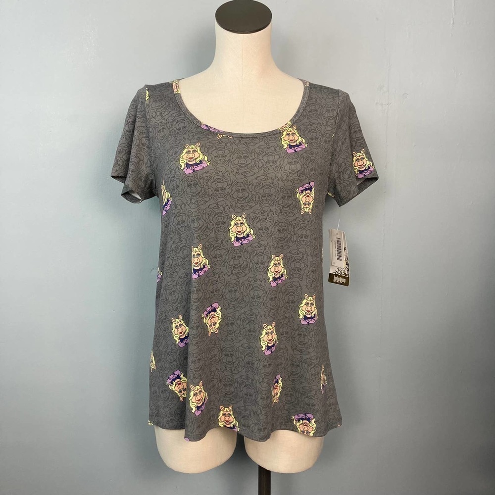 𝅺lularoe X Disney Miss Piggy Classic T Gray Short Sleeve T-Shirt Women's Size XS